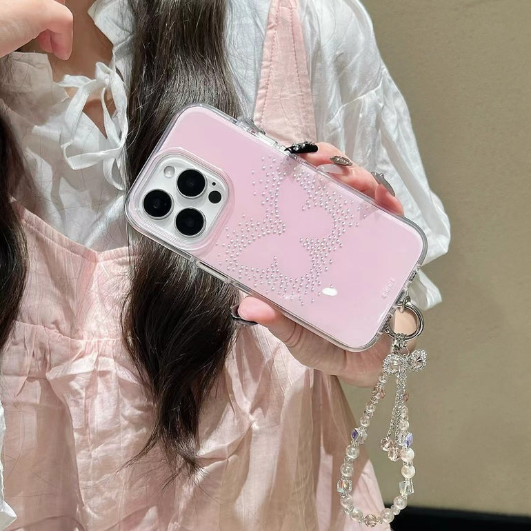 Beaded Butterfly Silicon Case For iPhone With Bow Bracelet