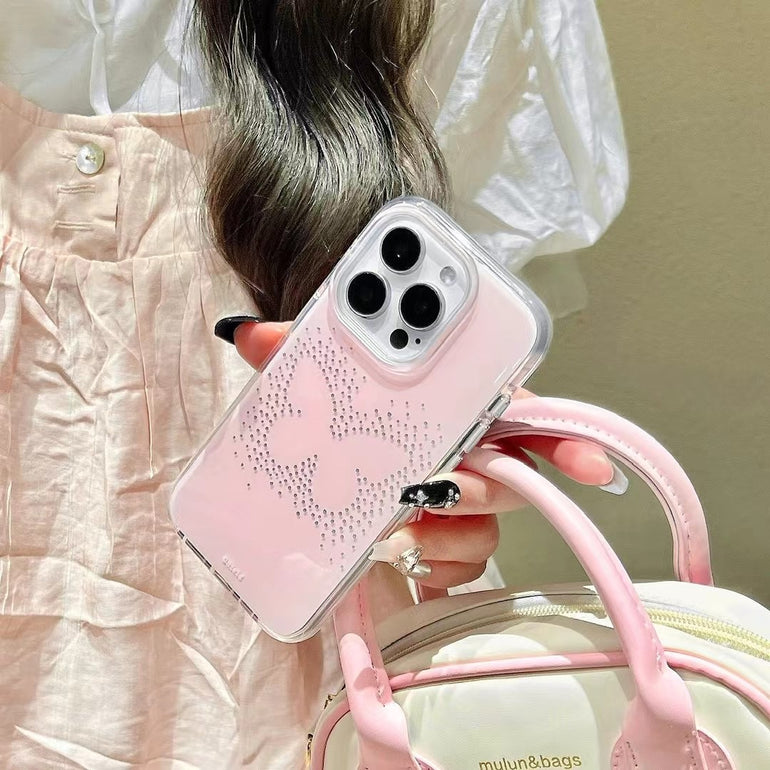 Beaded Butterfly Silicon Case For iPhone With Bow Bracelet