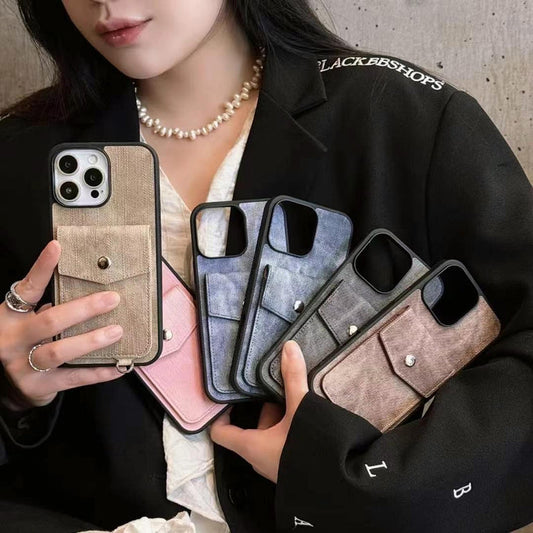 Denim Designer Wallet Case For iPhone