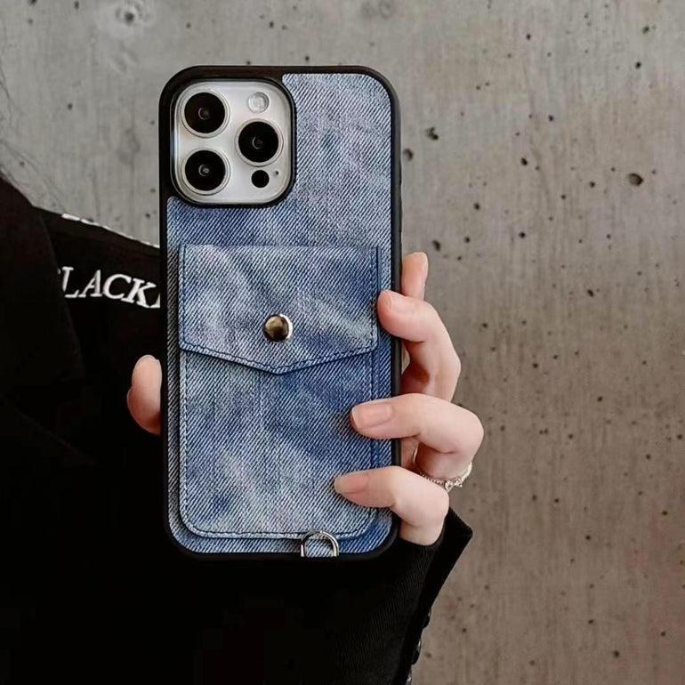 Denim Designer Wallet Case For iPhone