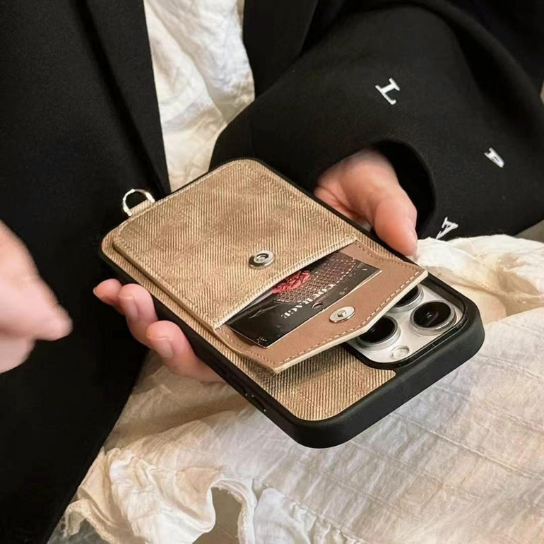 Denim Designer Wallet Case For iPhone