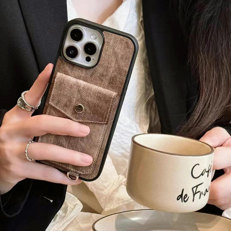 Denim Designer Wallet Case For iPhone