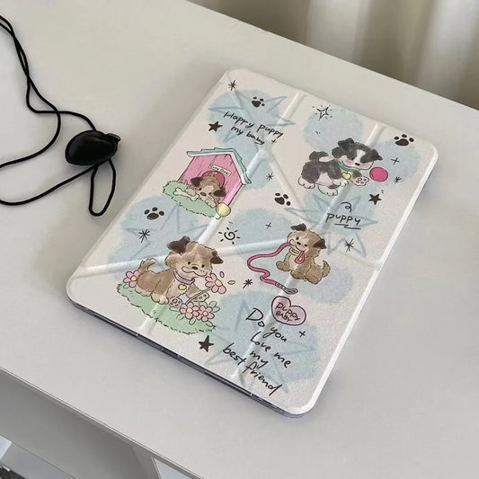 Cute Puppies Folio Designer Case For iPad