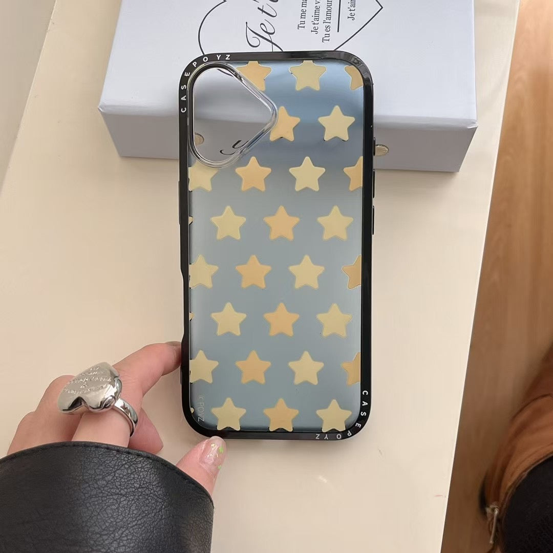 Smiley Star Grip iPhone Case – Cute Pastel Star Design with 3D Yellow Holder