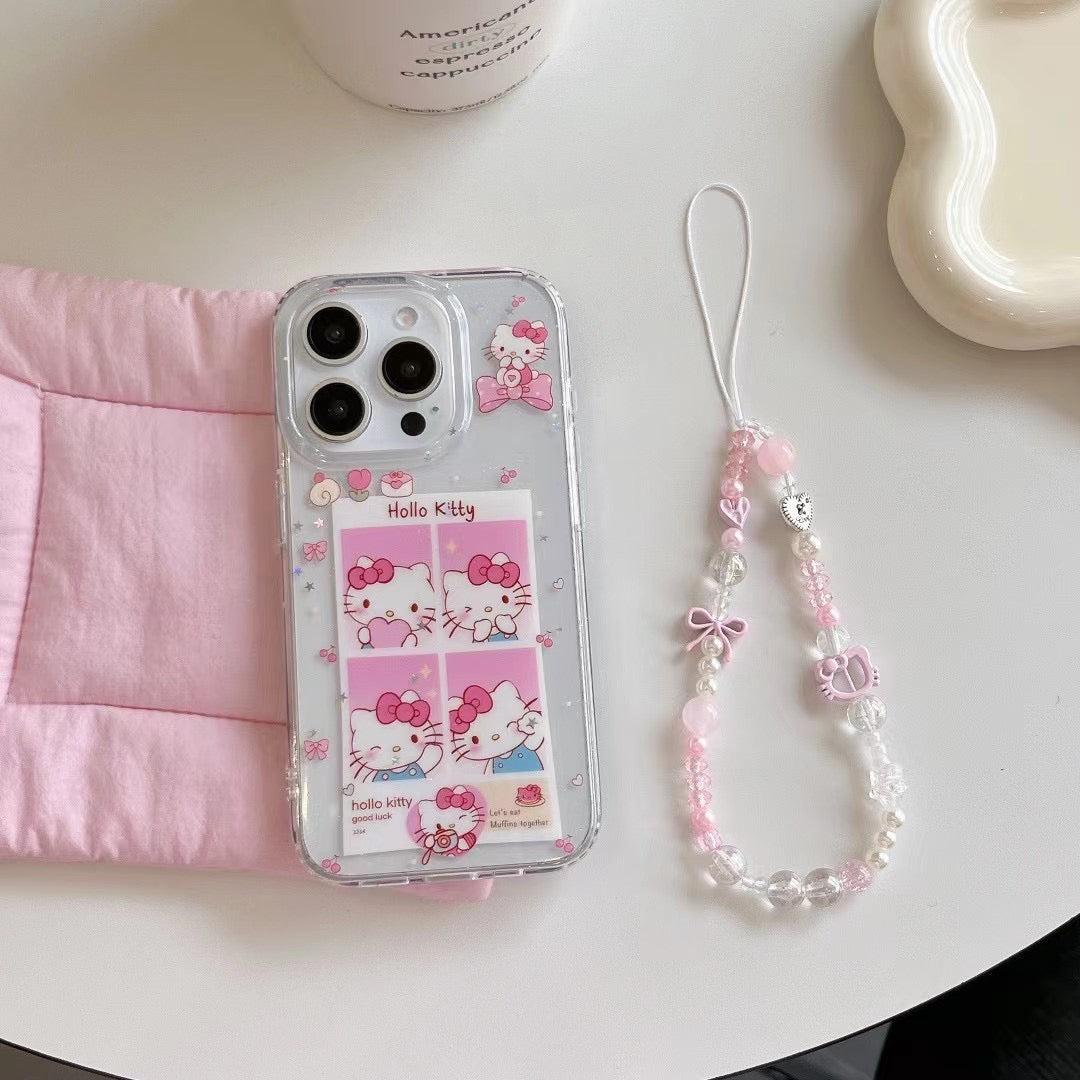 Kitty iPhone Case – Cute Floral Glasses Design With Matching Beaded Charm
