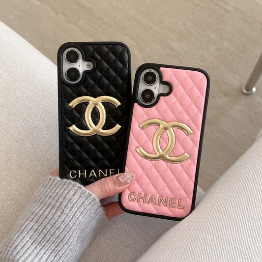 Luxury Branded Quilted Leather Case For iPhone
