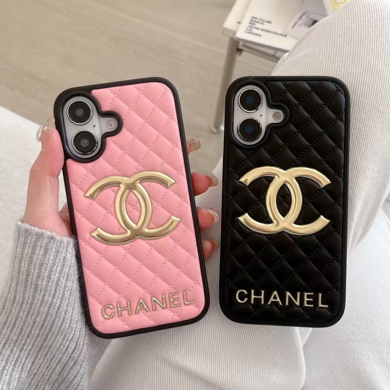 Luxury Branded Quilted Leather Case For iPhone