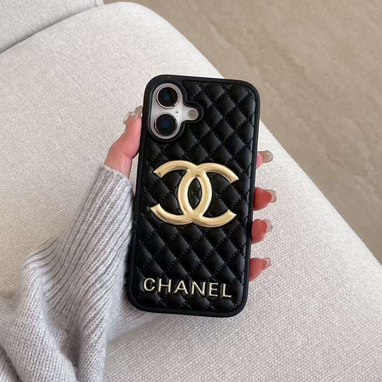 Luxury Branded Quilted Leather Case For iPhone