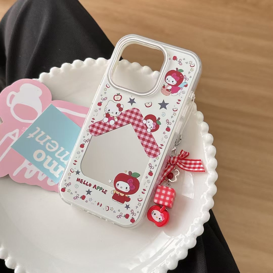 Happy Apple Mirror Designer Case For iPhone With Charm