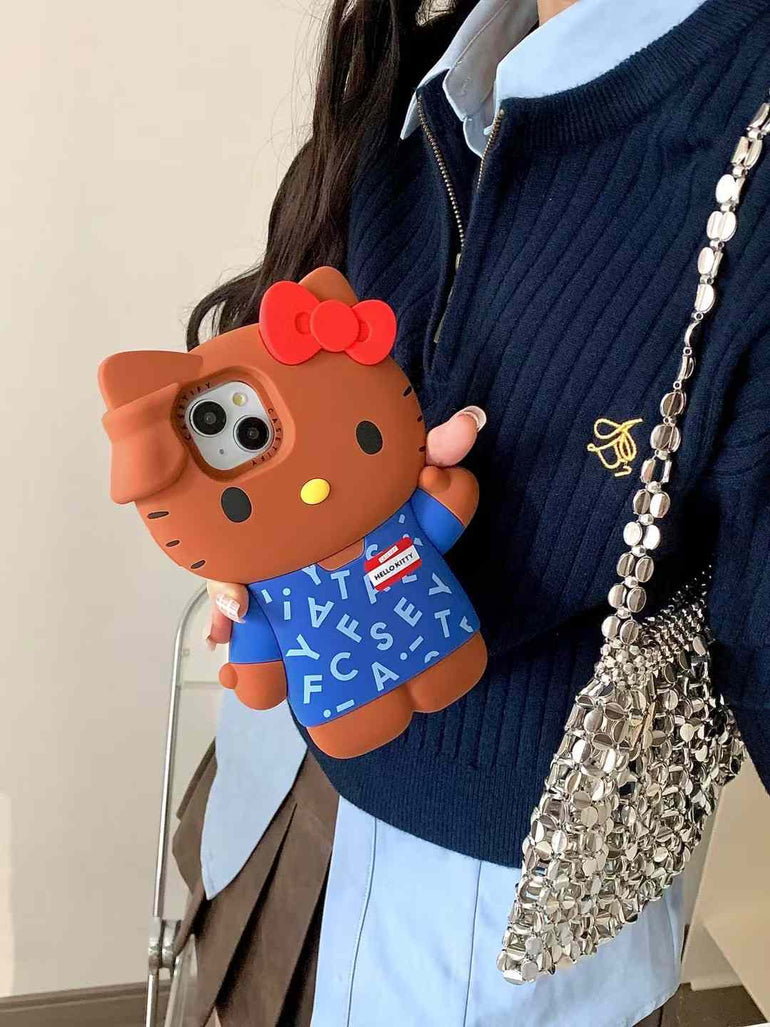 3D Kitty Silicon Case For iPhone