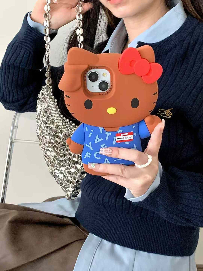 3D Kitty Silicon Case For iPhone