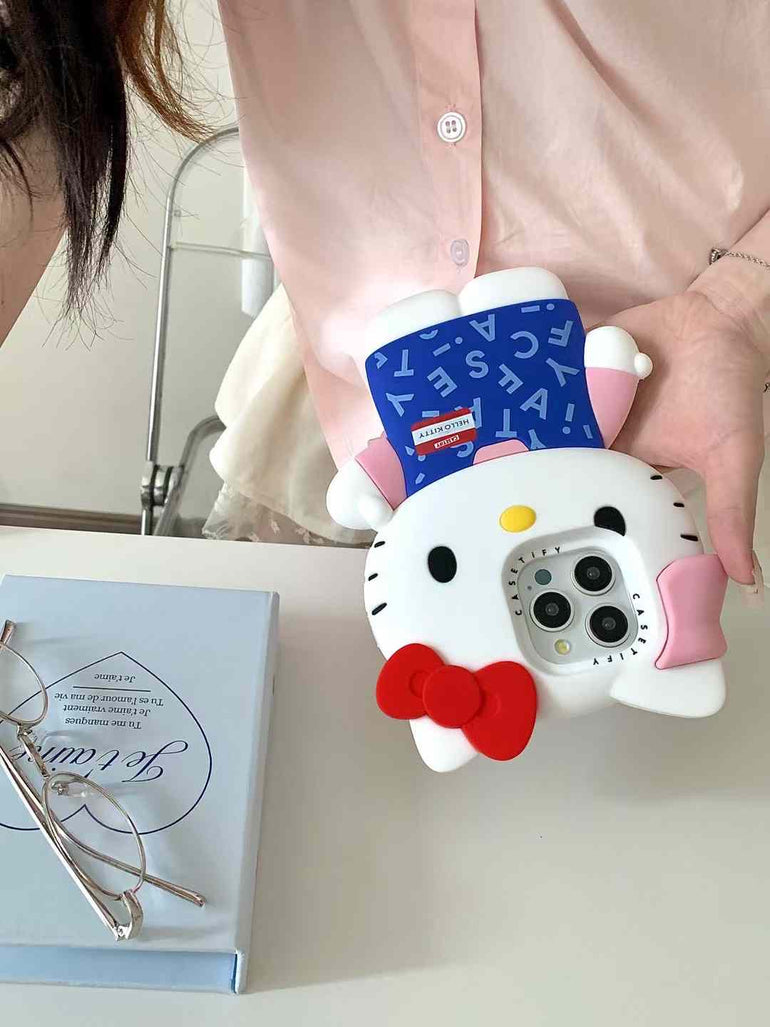 3D Kitty Silicon Case For iPhone