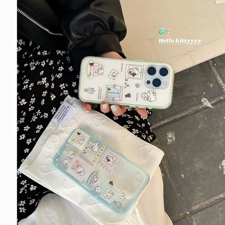 Kittyyyy Sticker Silicon Case For iPhone