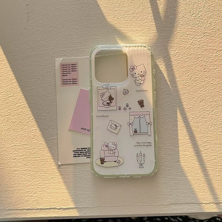 Kittyyyy Sticker Silicon Case For iPhone