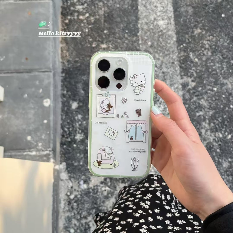 Kittyyyy Sticker Silicon Case For iPhone
