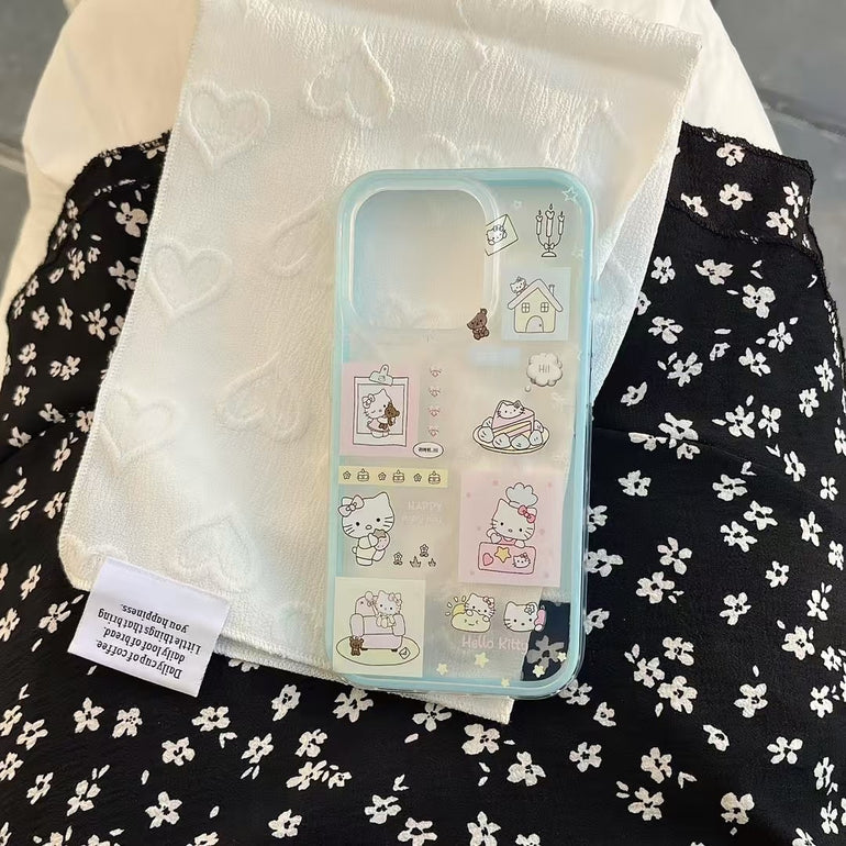 Kittyyyy Sticker Silicon Case For iPhone
