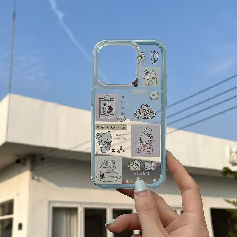 Kittyyyy Sticker Silicon Case For iPhone
