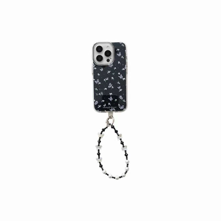 Floral Butterflies Silicon Case For iPhone With Butterfly Beaded Charm