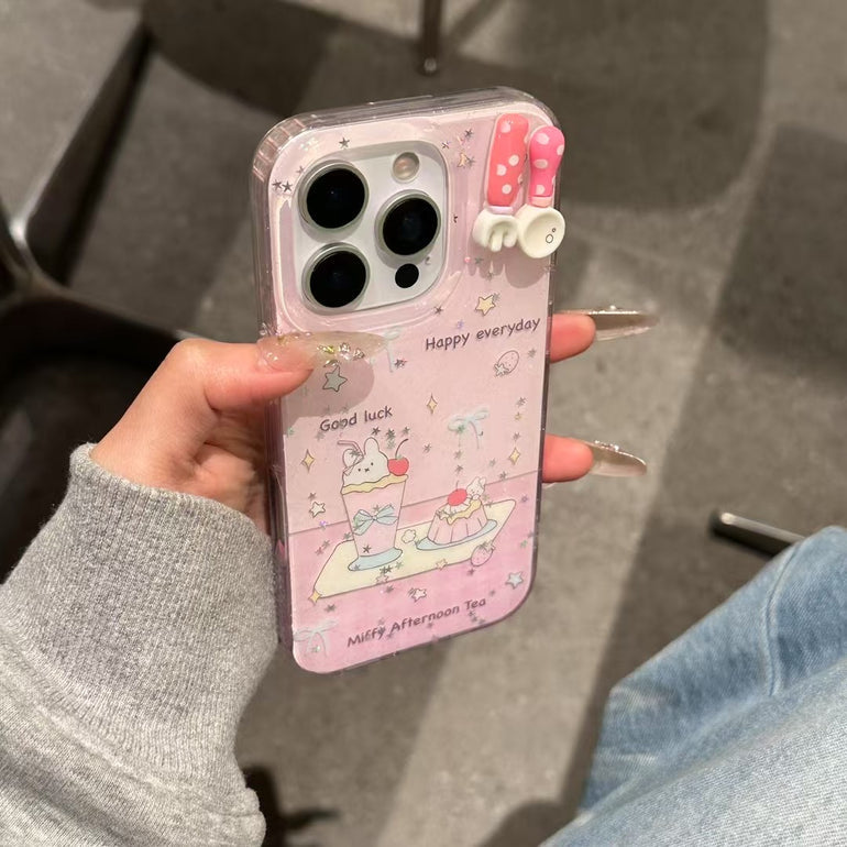 Happy Every Day Silicon Case For iPhone with Charm