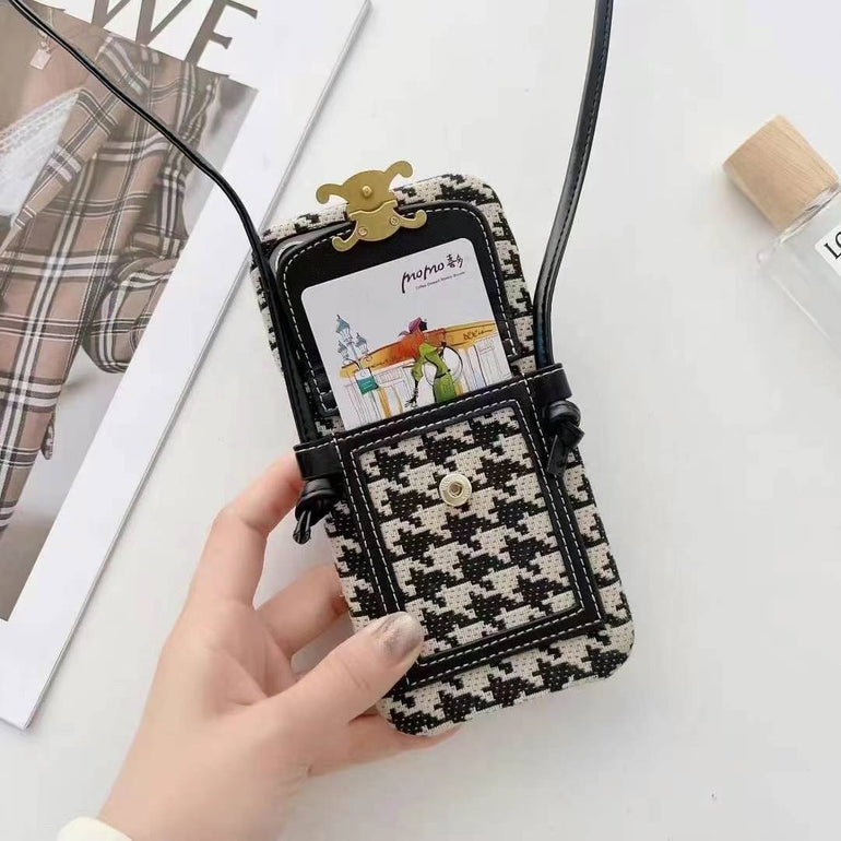 Luxury Branded Leather Wallet Case For iPhone With Sling white