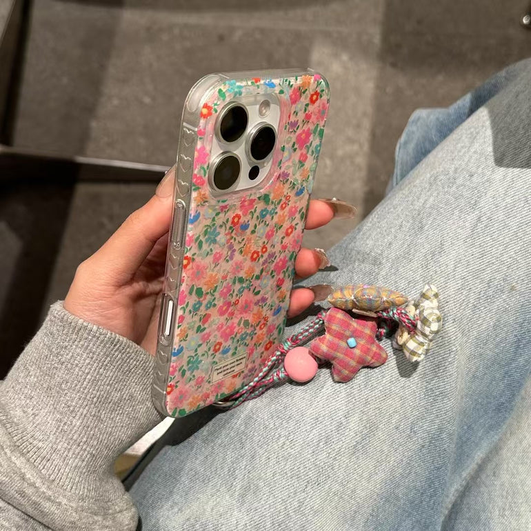 Flower Designer Silicon Case For iPhone With Charm