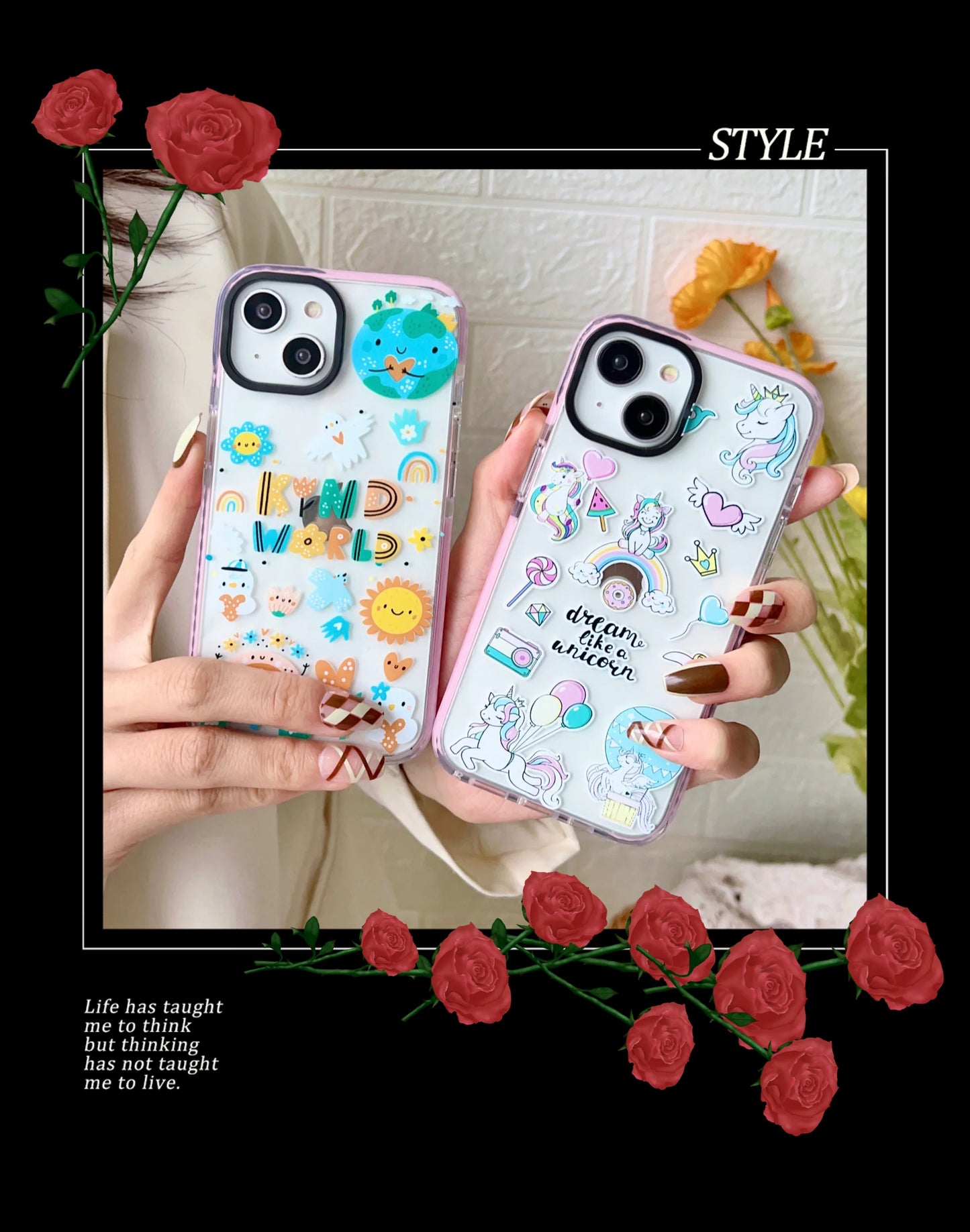 Impact Proof Silicon Case For iPhone ( Cute Sticker Design )