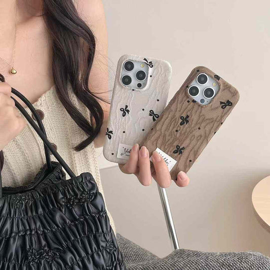 Bow Pattern Embroidery Case For iPhone