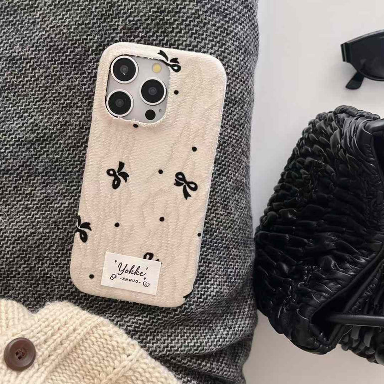 Bow Pattern Embroidery Case For iPhone