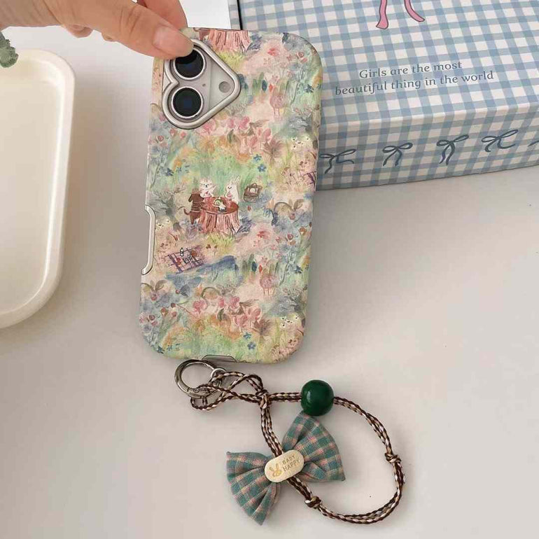 Animals Enjoying Picnic Case For iPhone With Bow Charm