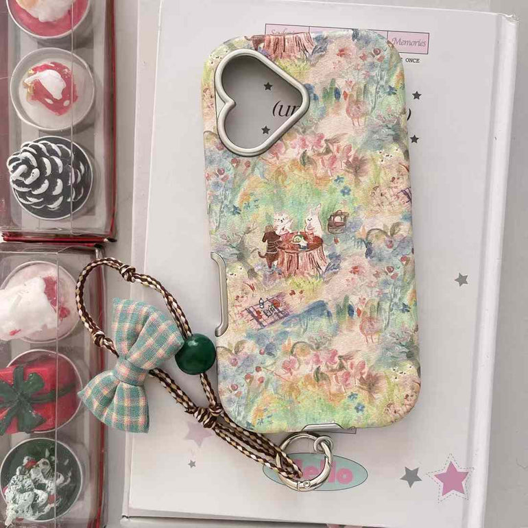 Animals Enjoying Picnic Case For iPhone With Bow Charm
