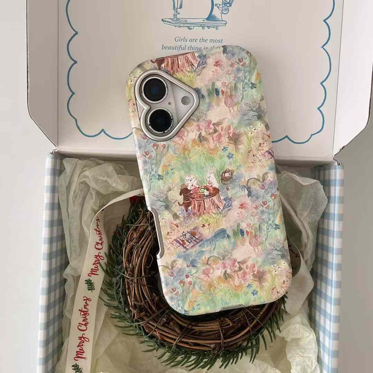 Animals Enjoying Picnic Case For iPhone With Bow Charm
