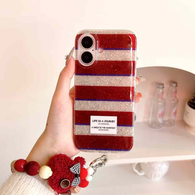 LIFE IS A JOURNEY ! Silicon Case For iPhone With Bunny String Holder