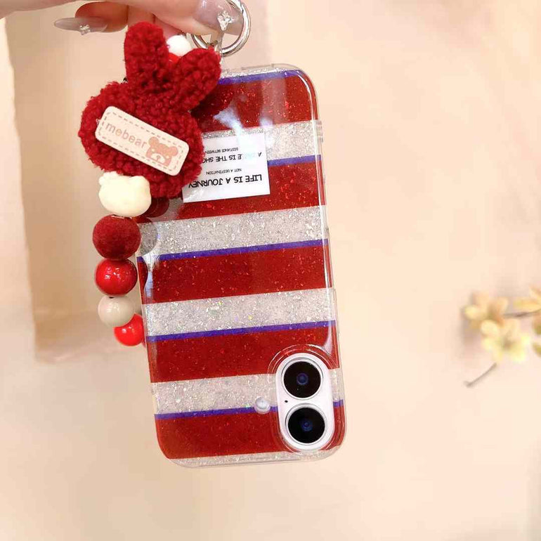 LIFE IS A JOURNEY ! Silicon Case For iPhone With Bunny String Holder