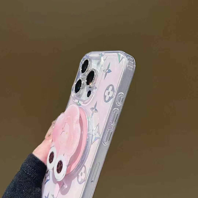 Holographic Luxury Branded Silicon Case For iPhone With Removable Magsafe Holder