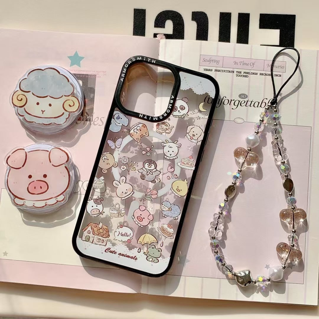 Piggy Designer Magsafe Case For iPhone With Holder And Charm