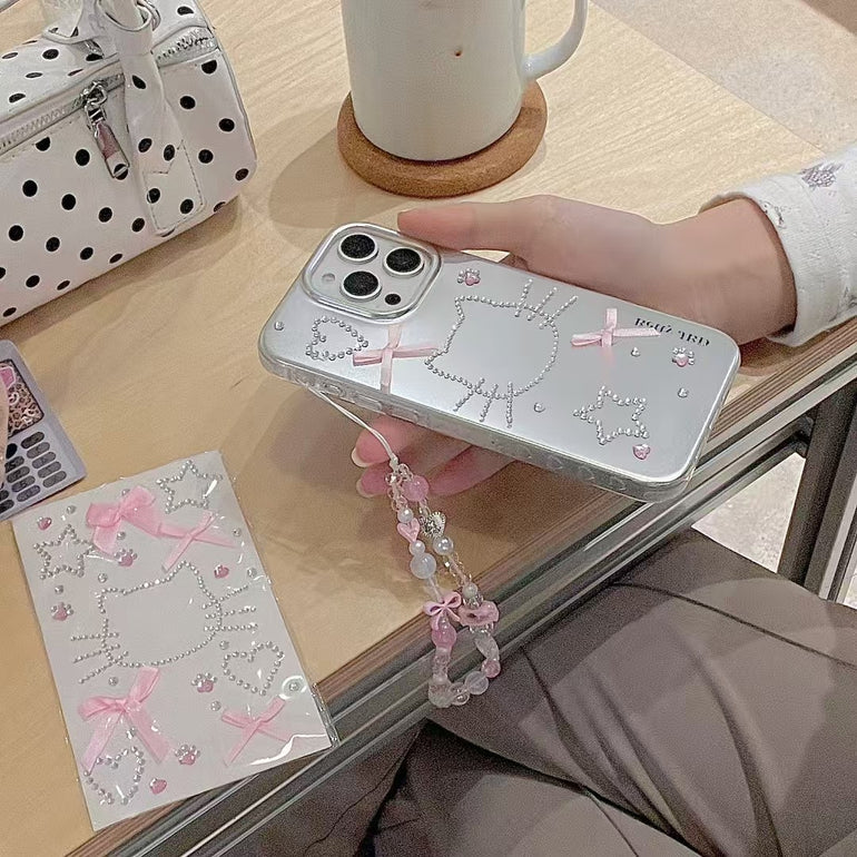Stone Kitty Silicon Case For iPhone With Charm