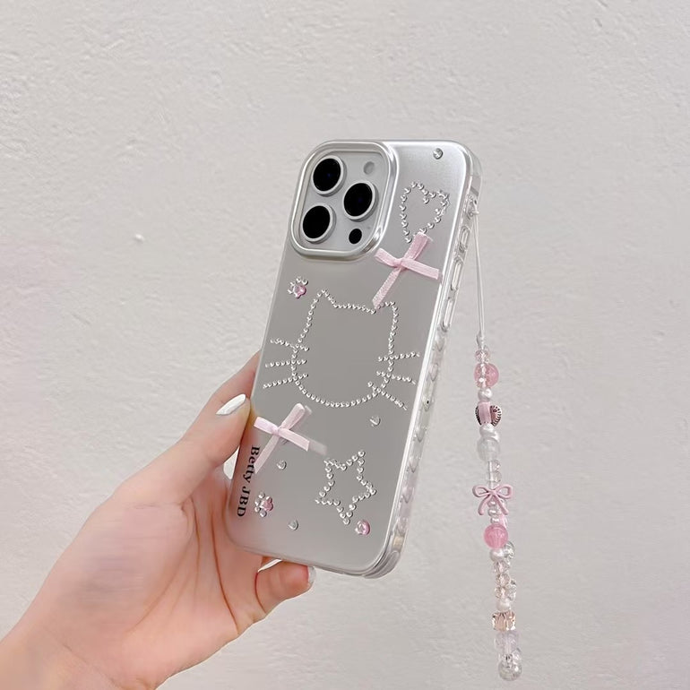 Stone Kitty Silicon Case For iPhone With Charm