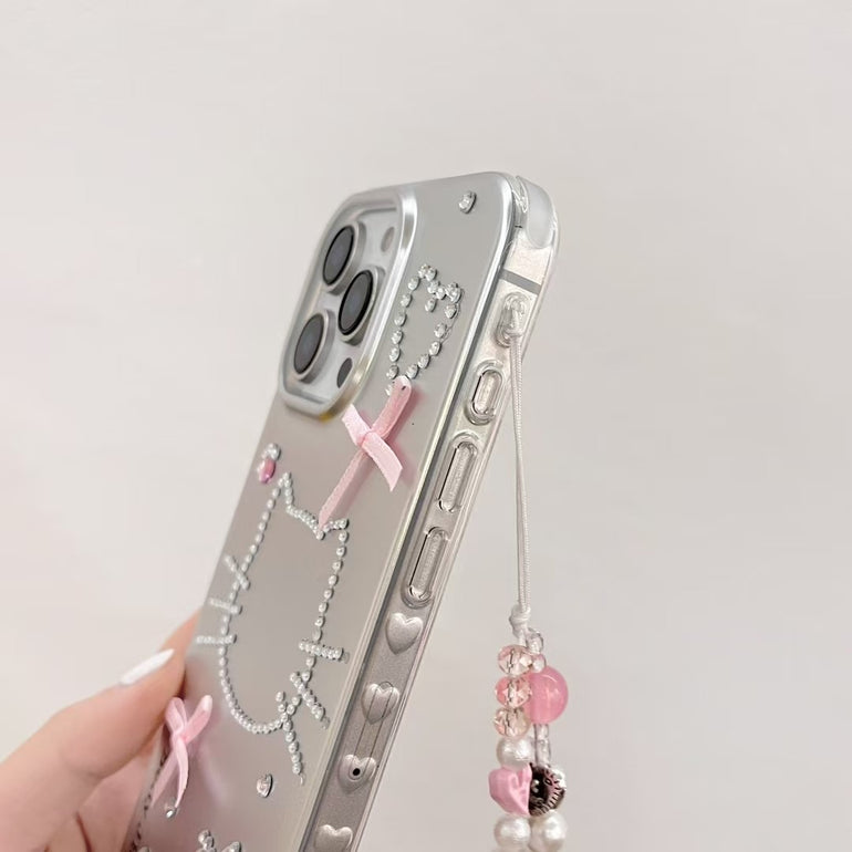 Stone Kitty Silicon Case For iPhone With Charm