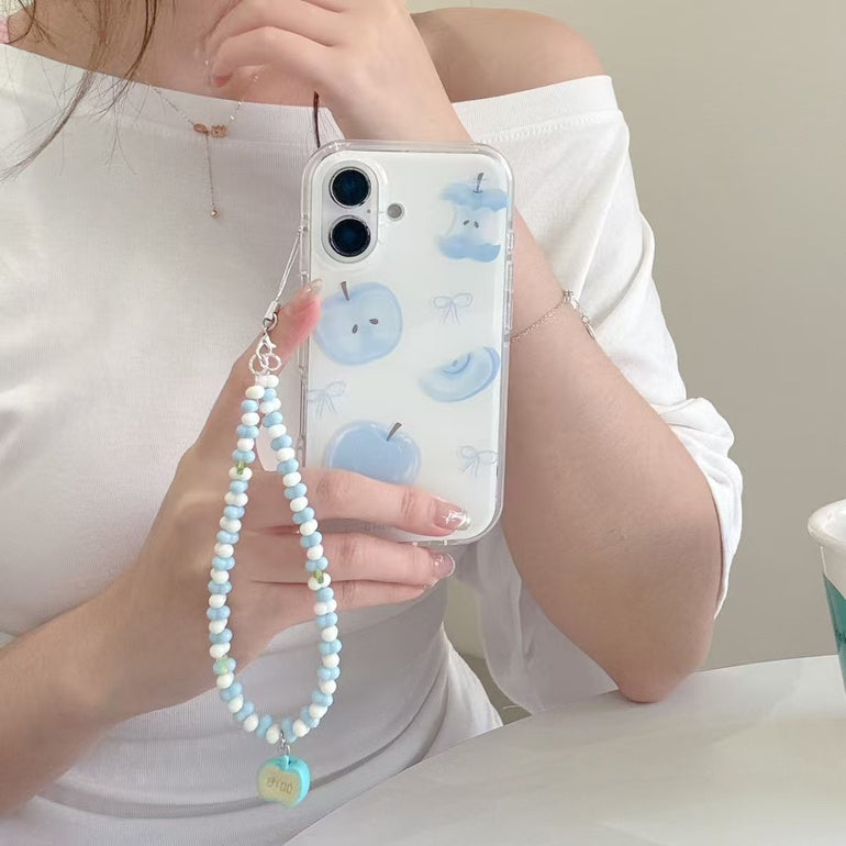Blue Apple Silicon Case For iPhone With Apple Charm