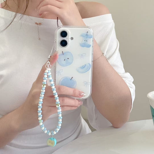 Blue Apple Silicon Case For iPhone With Apple Charm