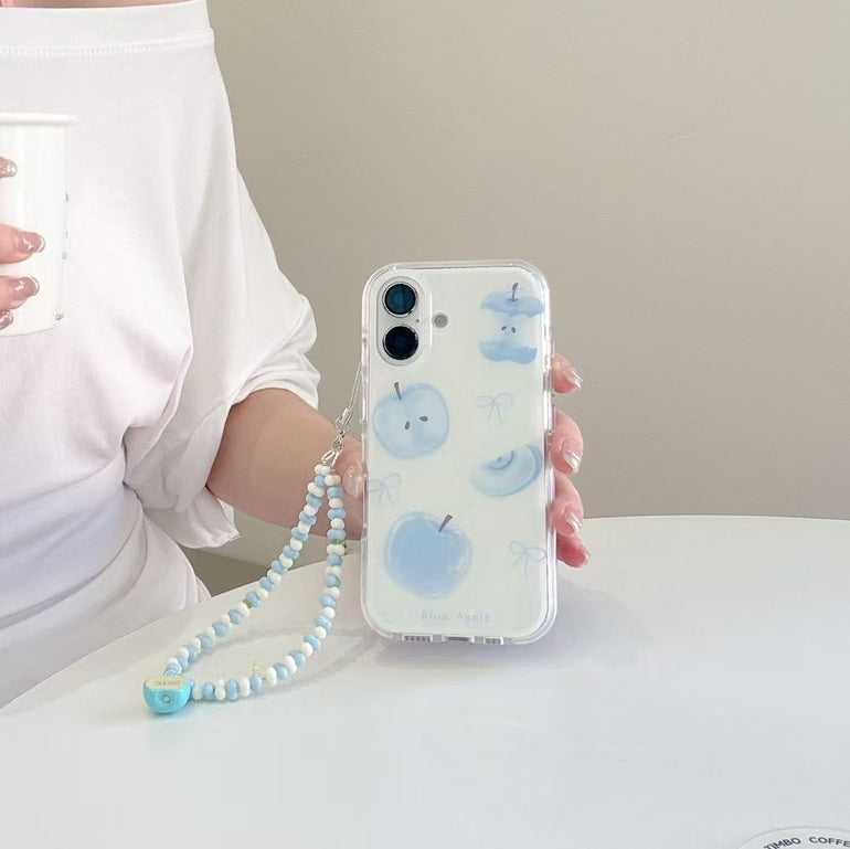 Blue Apple Silicon Case For iPhone With Apple Charm