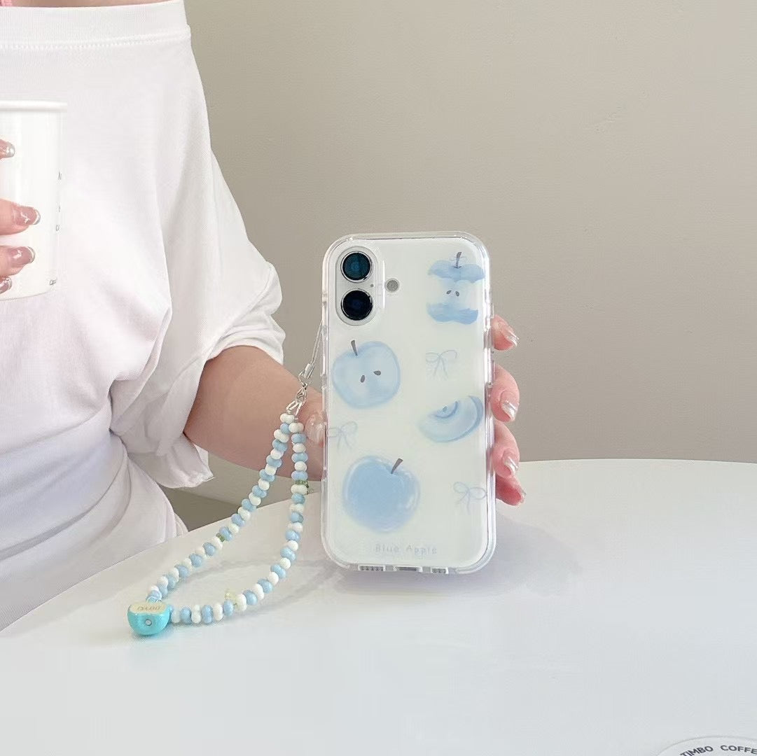 Blue Apple Silicon Case For iPhone With Apple Charm