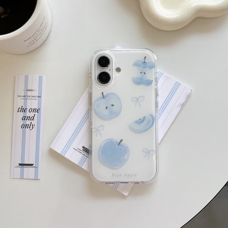 Blue Apple Silicon Case For iPhone With Apple Charm