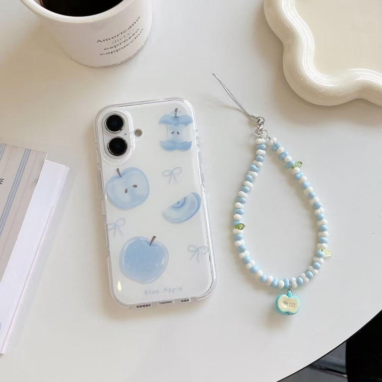 Blue Apple Silicon Case For iPhone With Apple Charm
