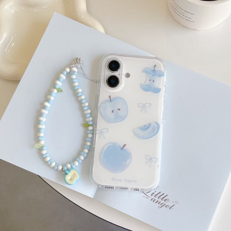 Blue Apple Silicon Case For iPhone With Apple Charm