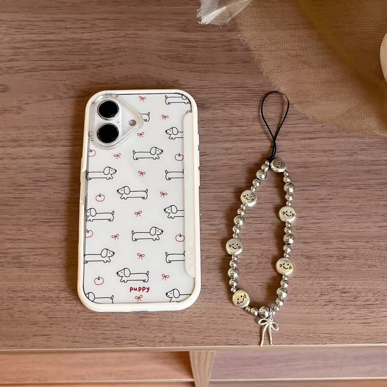 Dogs Bow Designer Case For iPhone With Charm