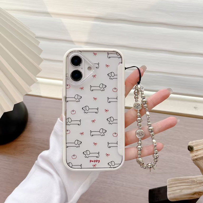 Dogs Bow Designer Case For iPhone With Charm
