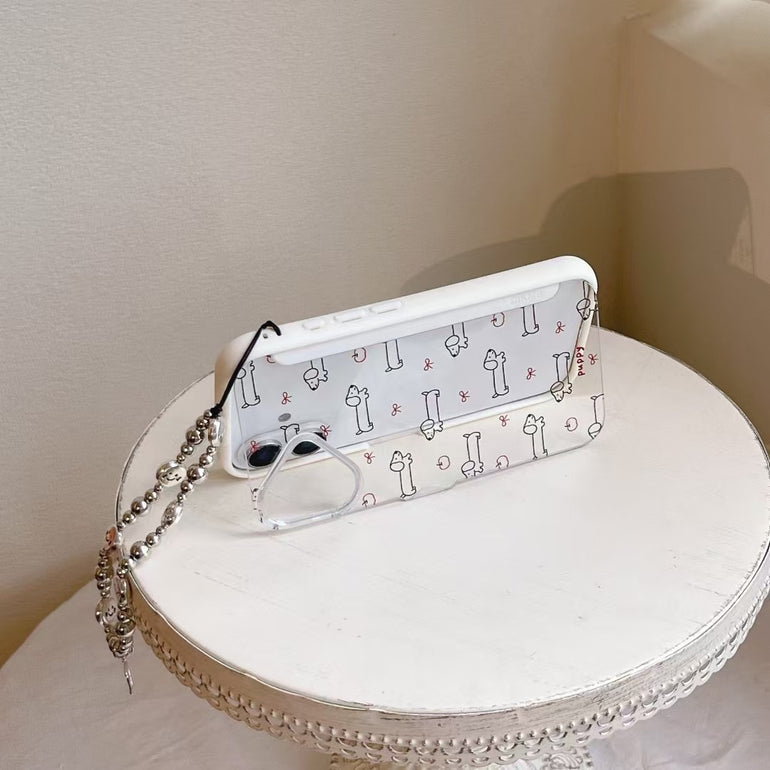 Dogs Bow Designer Case For iPhone With Charm