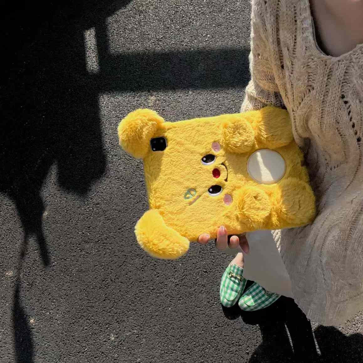 Cute Teddy Warm Plush iPad Case