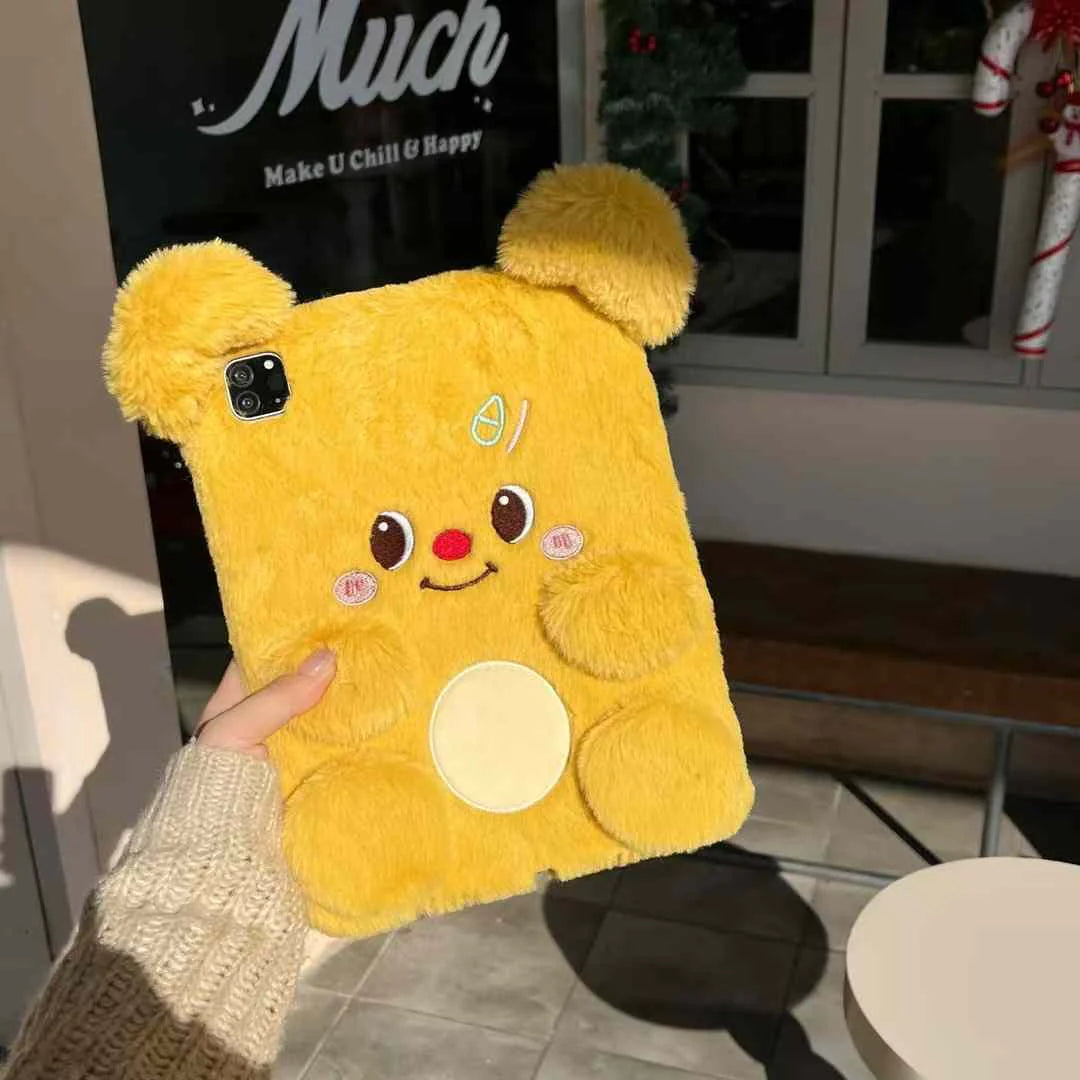Cute Teddy Warm Plush iPad Case
